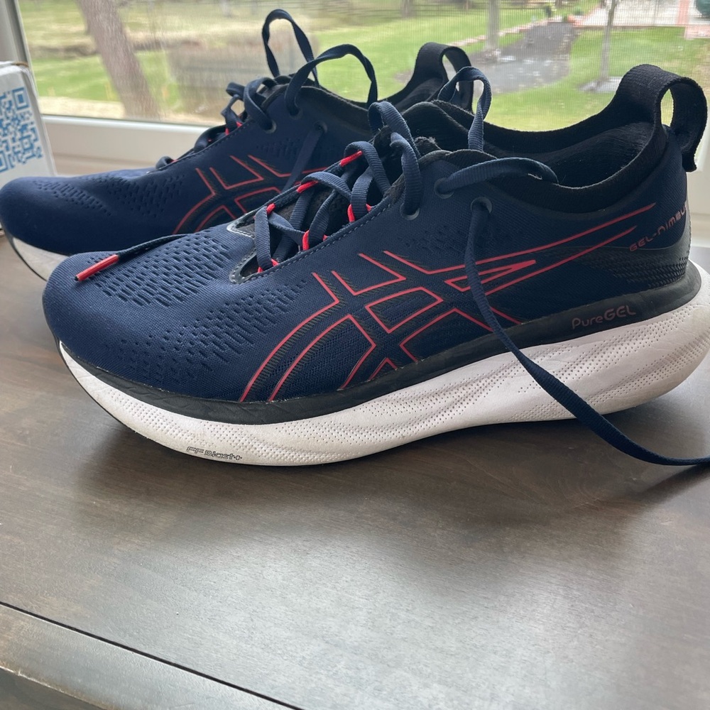 ASICS Navy and Red Men's Running Sneakers